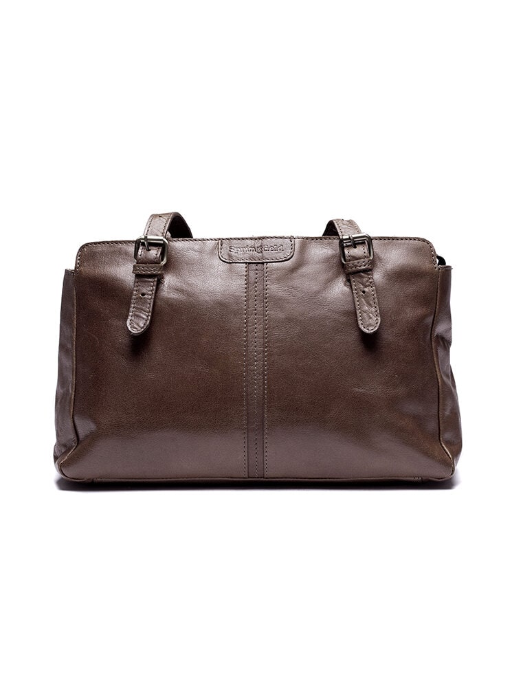 Springfield - Mörkbrun axelremsväska i skinn