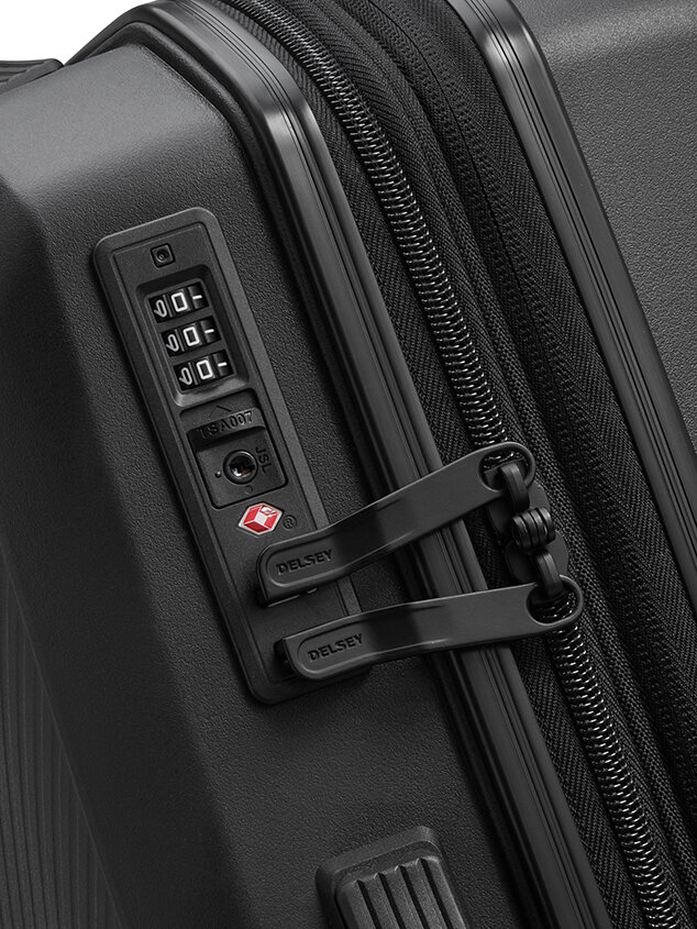 Delsey - Anvers Val Tr Sl Ext 4dr 55 - Svart matt expanderbar resväska