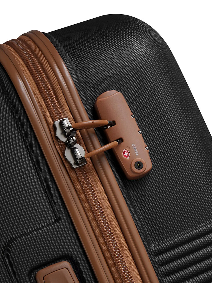 Delsey - Flanerie se M Checked Spinner - Mörkbrun expanderbar resväska