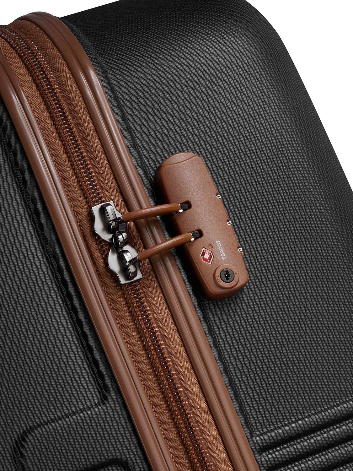 Delsey - Flanerie se L Checked Spinner - Mörkbrun expanderbar resväska