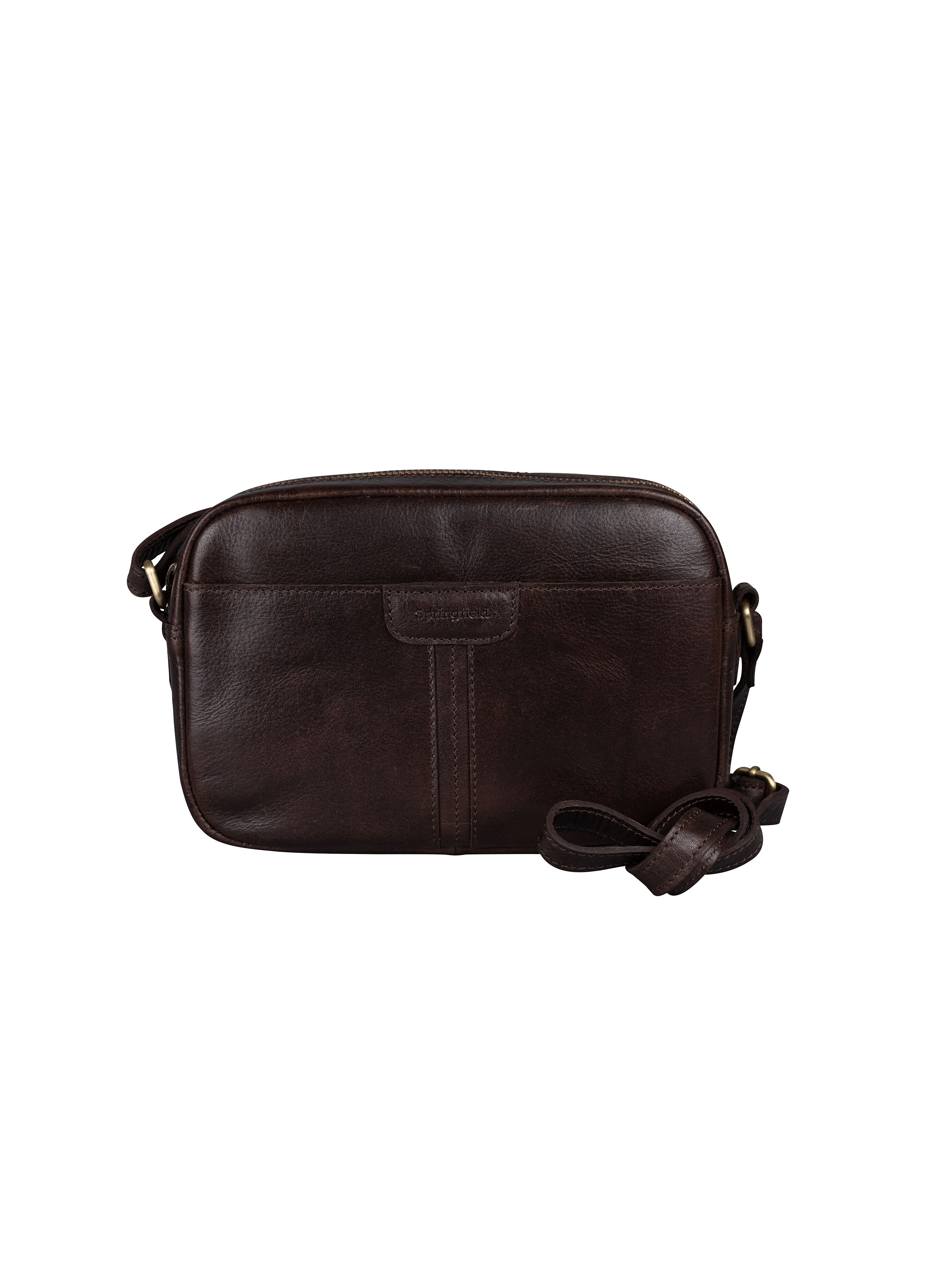 Springfield - Mörkbrun axelremsväska i skinn
