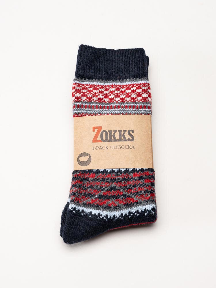 Zokks - Wool 1-pack - Röda multifärgade ullstrumpor
