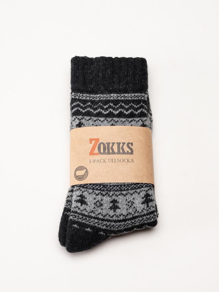 Zokks - Wool 1-pack - Grå svarta ullstrumpor