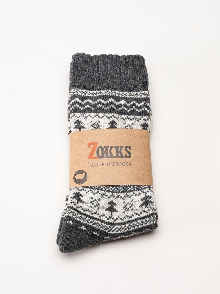 Zokks - Wool 1-pack - Grå vita ullstrumpor