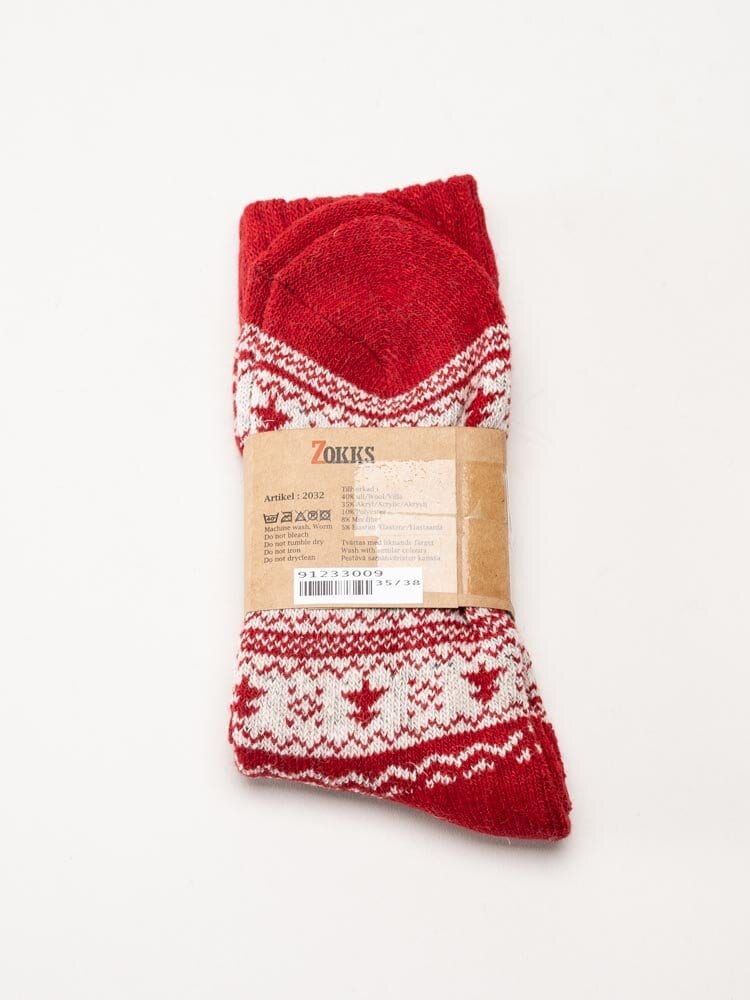 Zokks - Wool 1-pack - Röd vita ullstrumpor