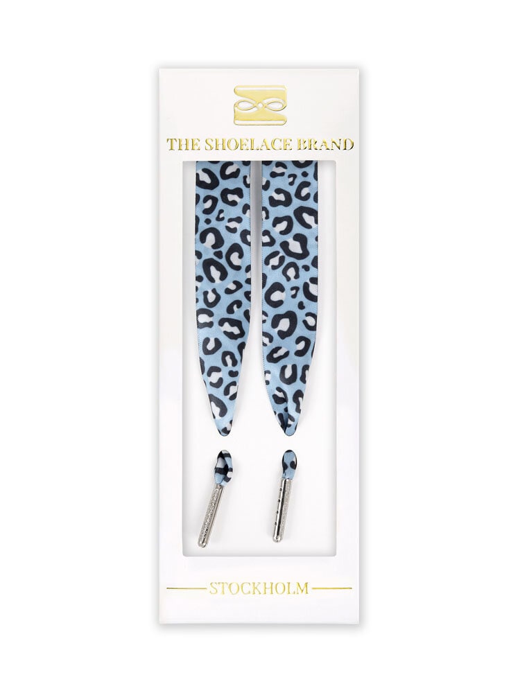 The Shoelace Brand - Blå Leopardmönstrade skoband i siden