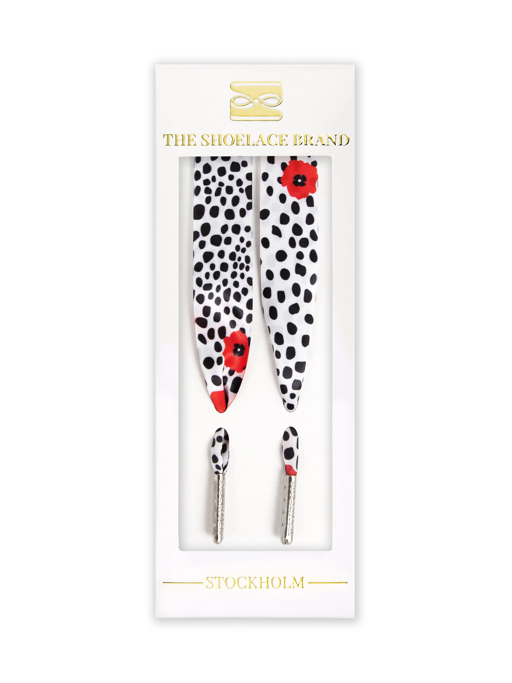 The Shoelace Brand - Vita blommiga skoband i siden