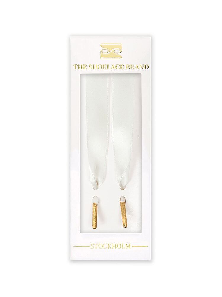 The Shoelace Brand - White Silk 120cm - Vita skoband i siden