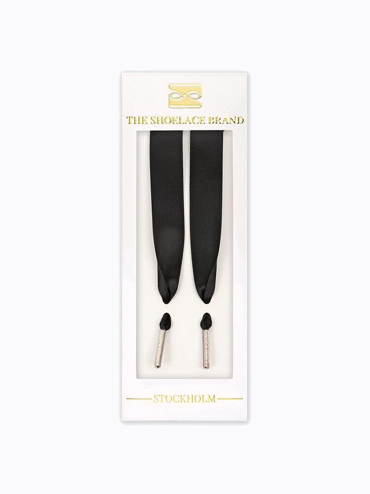 The Shoelace Brand - Black Silk 120cm - Svarta skoband i siden