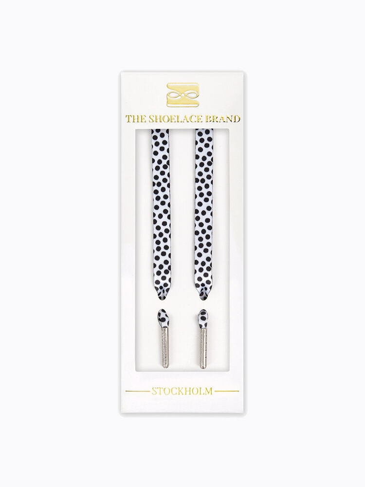 The Shoelace Brand - Black Dots 120cm - Vita svartprickiga skoband