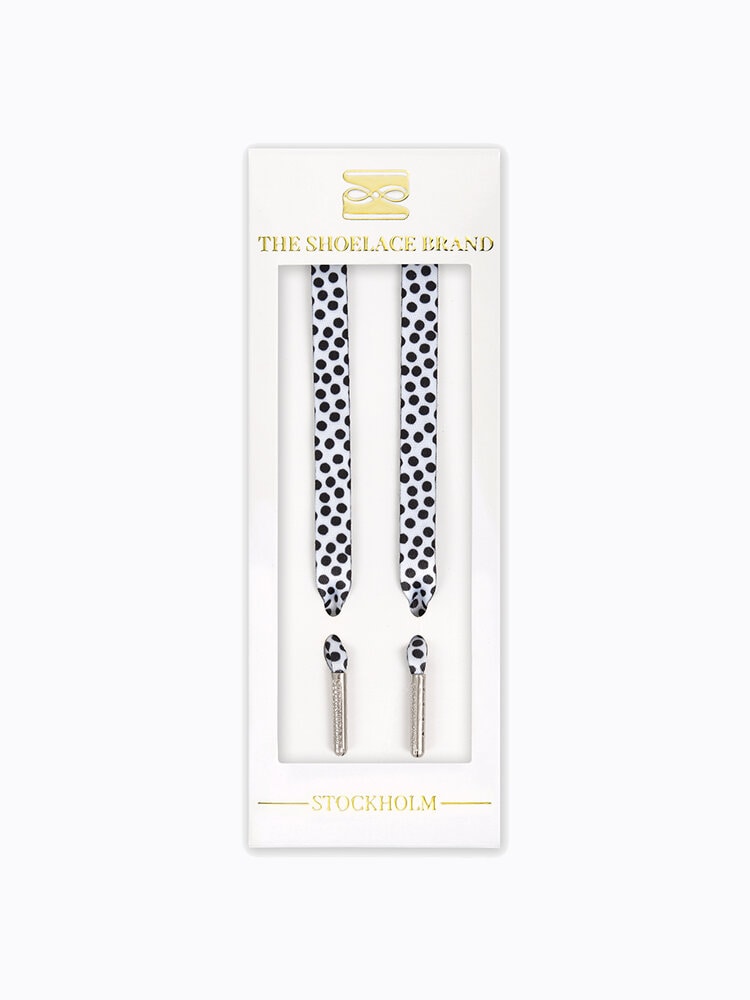 The Shoelace Brand - Black Dots 120cm - Vita svartprickiga skoband