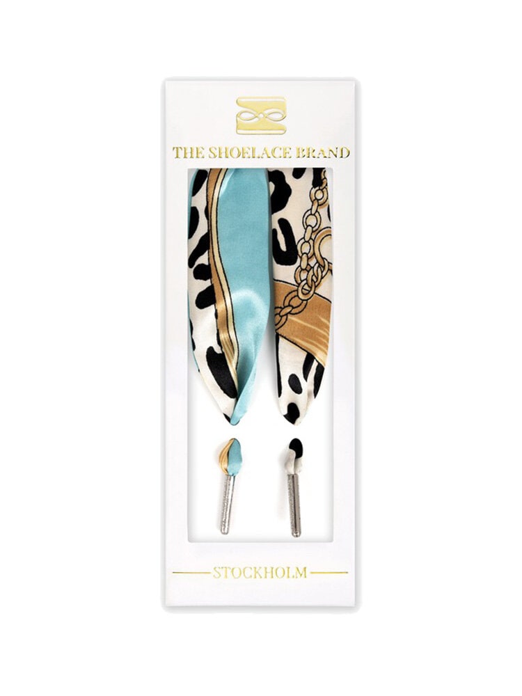 The Shoelace Brand - Icon Lightblue Scarf 120cm - Blått flerfärgat skarf-skoband i siden