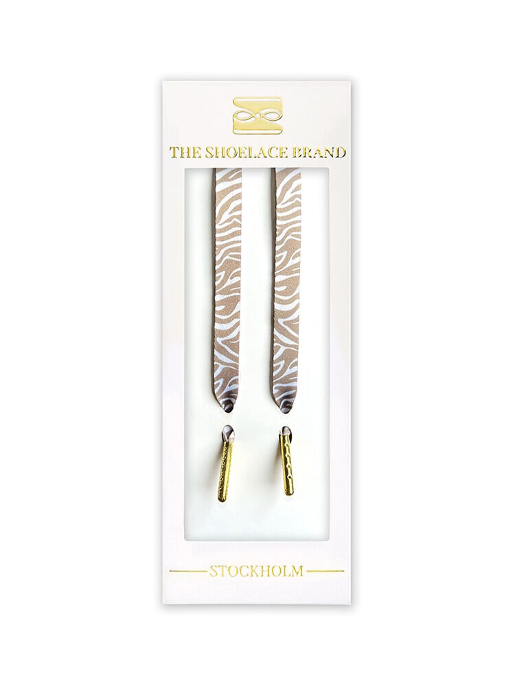 The Shoelace Brand - Classic Zebra Beige 120cm - Beige zebramönstrade skoband