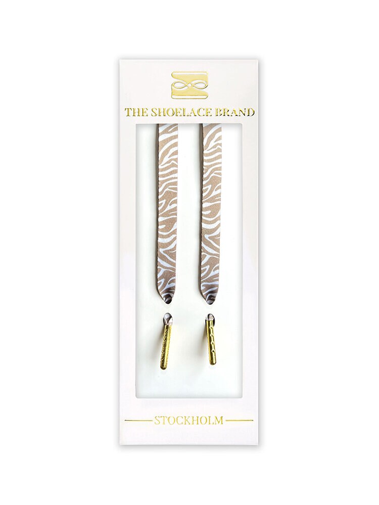 The Shoelace Brand - Classic Zebra Beige 120cm - Beige zebramönstrade skoband