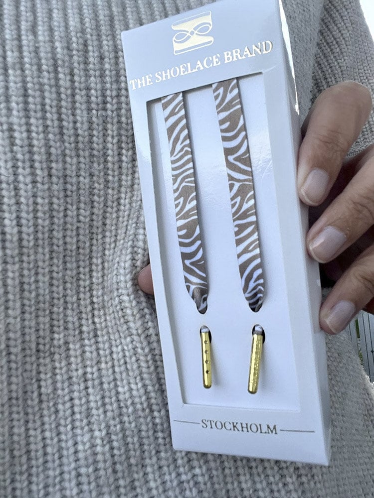 The Shoelace Brand - Classic Zebra Beige 120cm - Beige zebramönstrade skoband