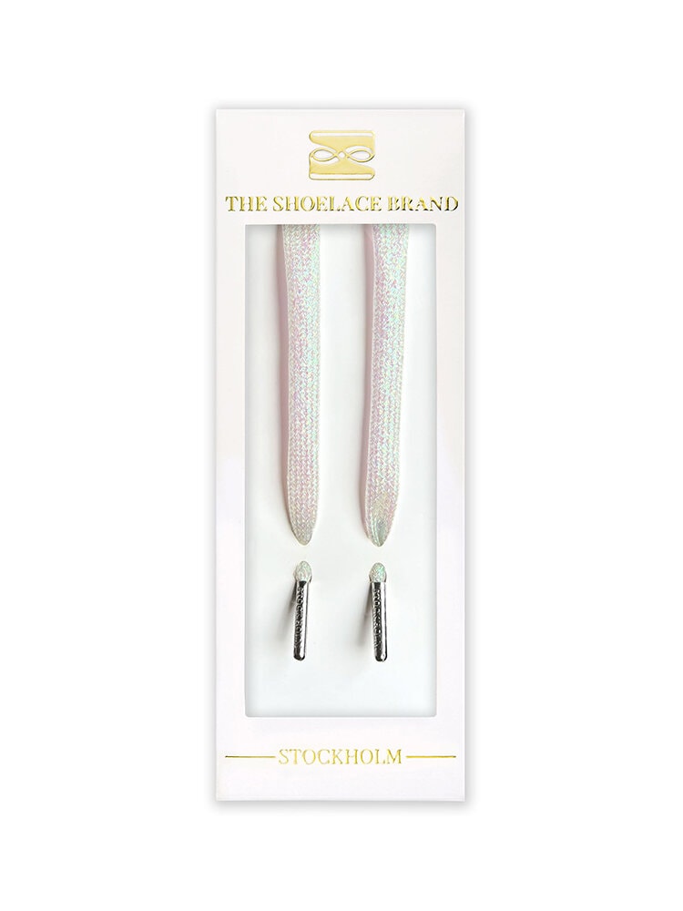 The Shoelace Brand - Glitter White 120cm - Vita glittriga skoband
