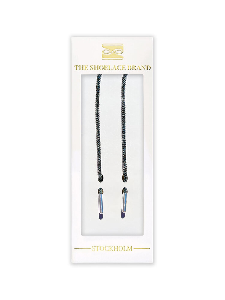The Shoelace Brand - Luxury Black 120cm - Svartglittriga skoband