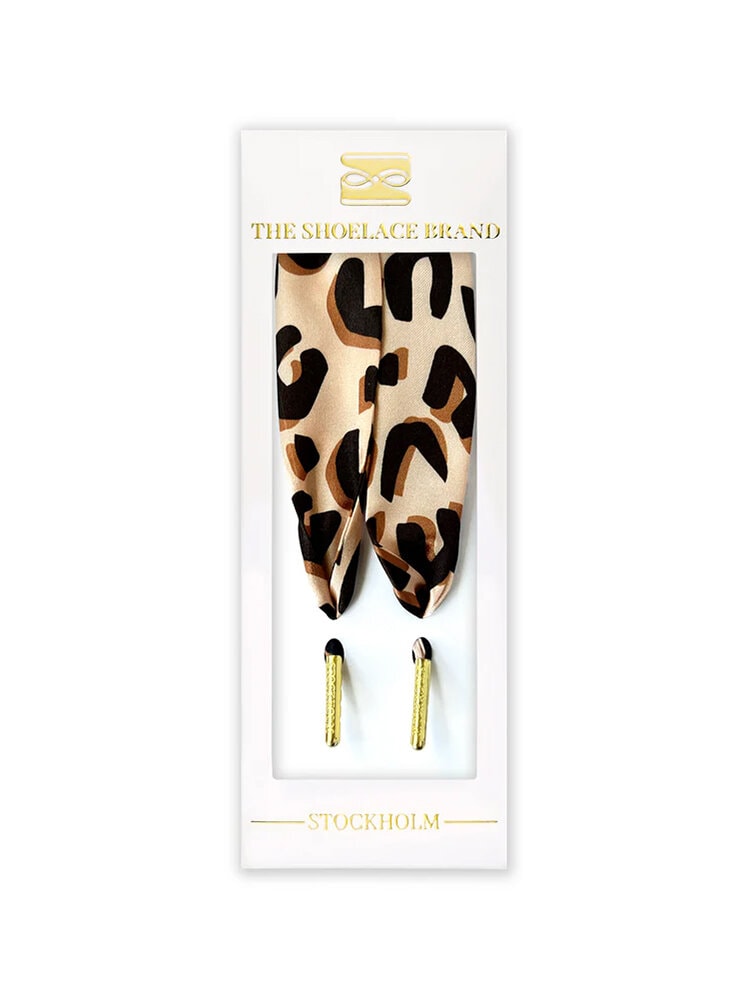 The Shoelace Brand - Leopard Scarf 120 - Leopardmönstrade skoband i satin