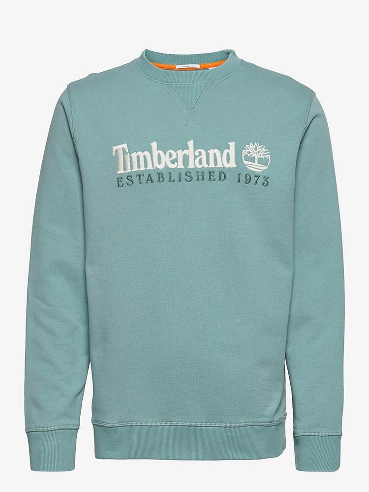 Timberland - Crew Sweats - Blå/grön collegetröja i ekologisk bomull