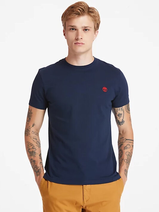 Timberland - SS DunRiver Crew Tshirt - Marinblå kortärmad t-shirt i ekologisk bomull