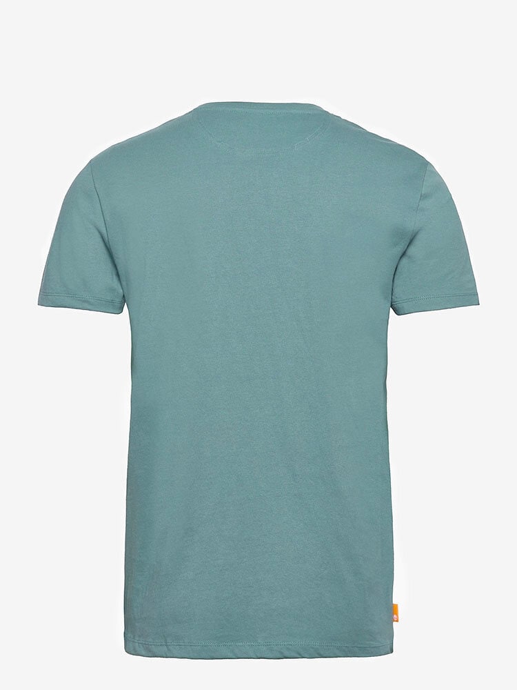 Timberland - SS DunRiver Crew Tshirt - Blå/grön kortärmad t-shirt i ekologisk bomull.