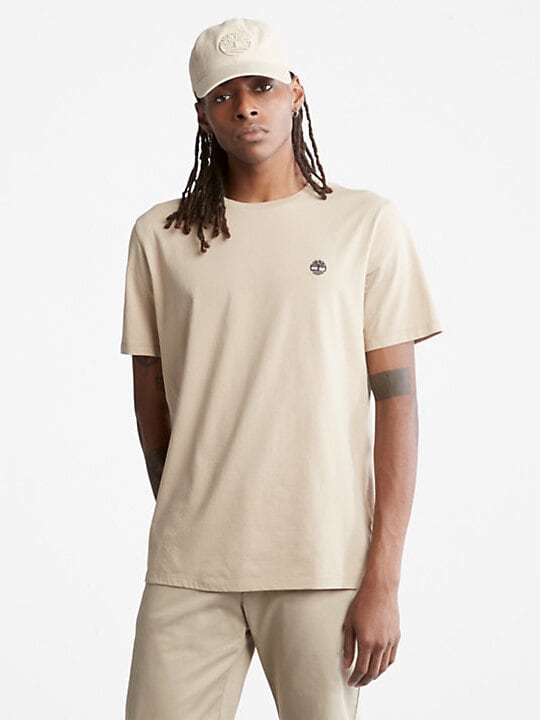 Timberland - SS DunRiver Crew Tshirt - Beige kortärmad t-shirt i ekologisk bomull