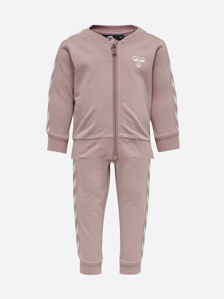 Hummel - HmlBILLE Tracksuit - Rosa tracksuit i ekologisk bomull