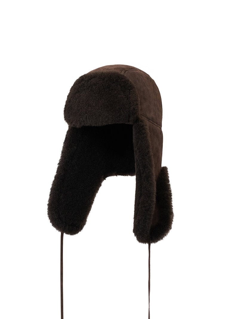 Shepherd - Wengen - Mörkbrun pilothatt i fårskinn