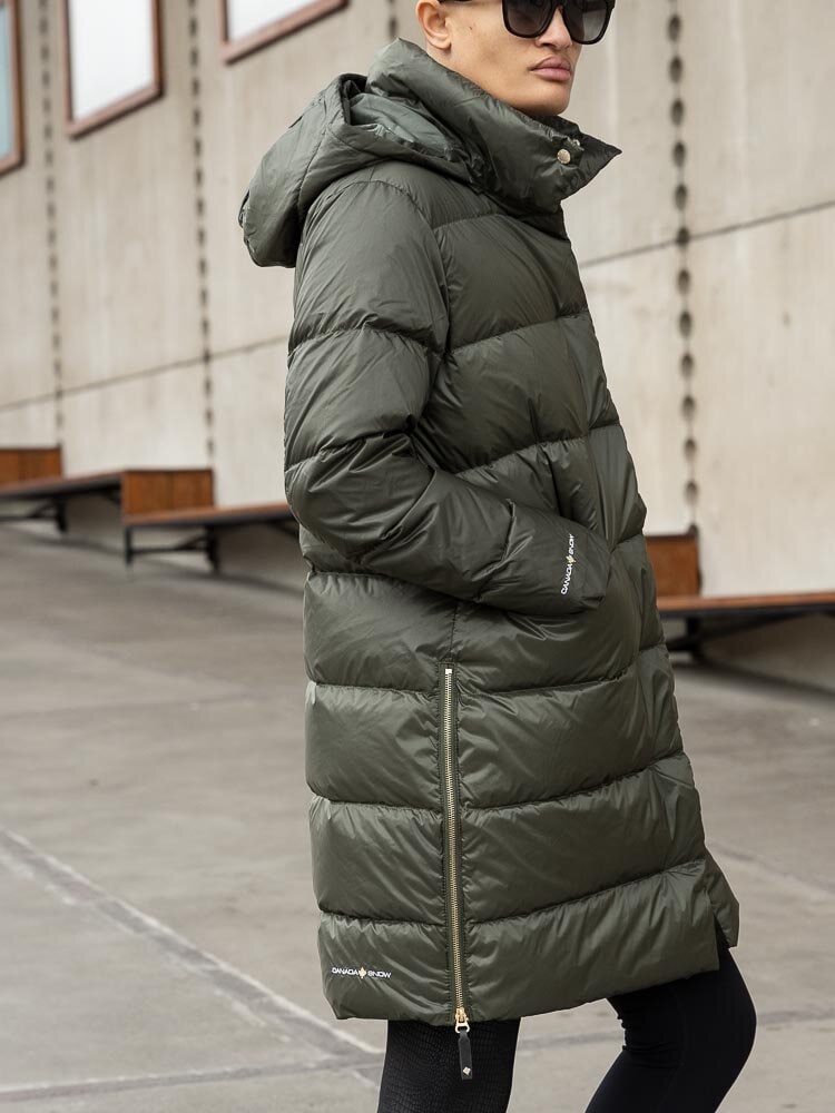 Canada Snow - Sheila Long - Grön lång lättviktsdunjacka