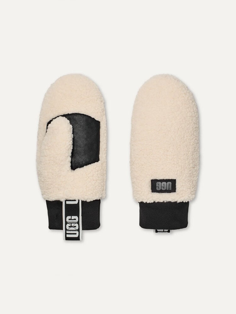UGG W UGGfluff Mitten With Logo Off white fluffiga tumvantar