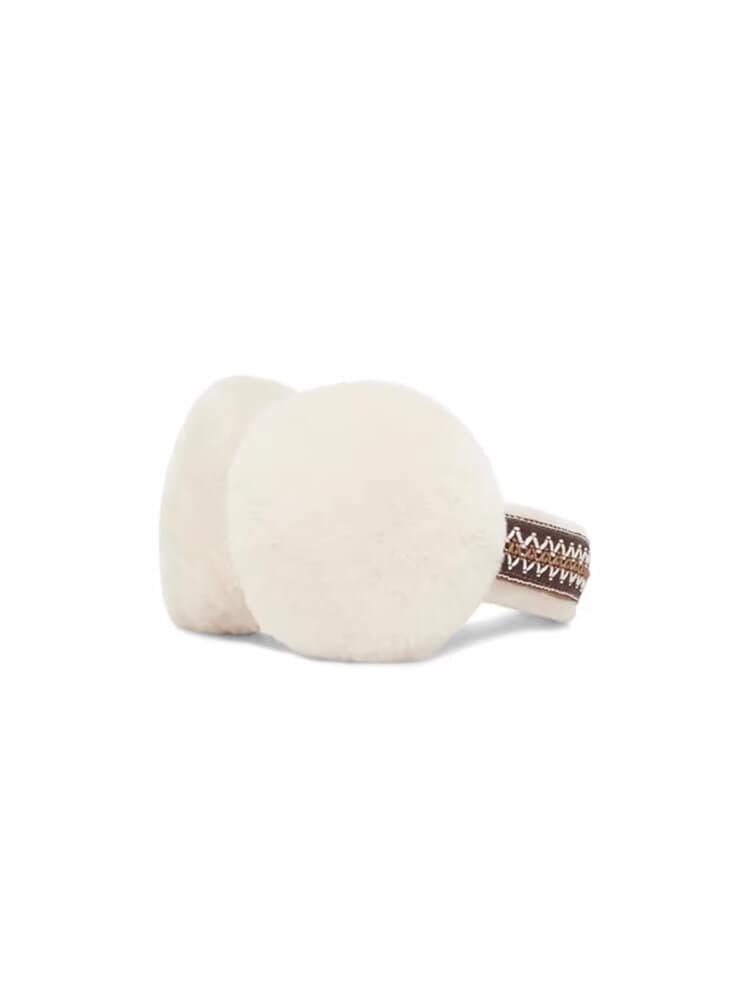 UGG - W Tasman Sheepskin Earmuff - Vita öronmuffar i fårskinn