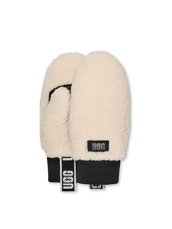 UGG - W UGGfluff Mitten With Logo - Off white fluffiga tumvantar