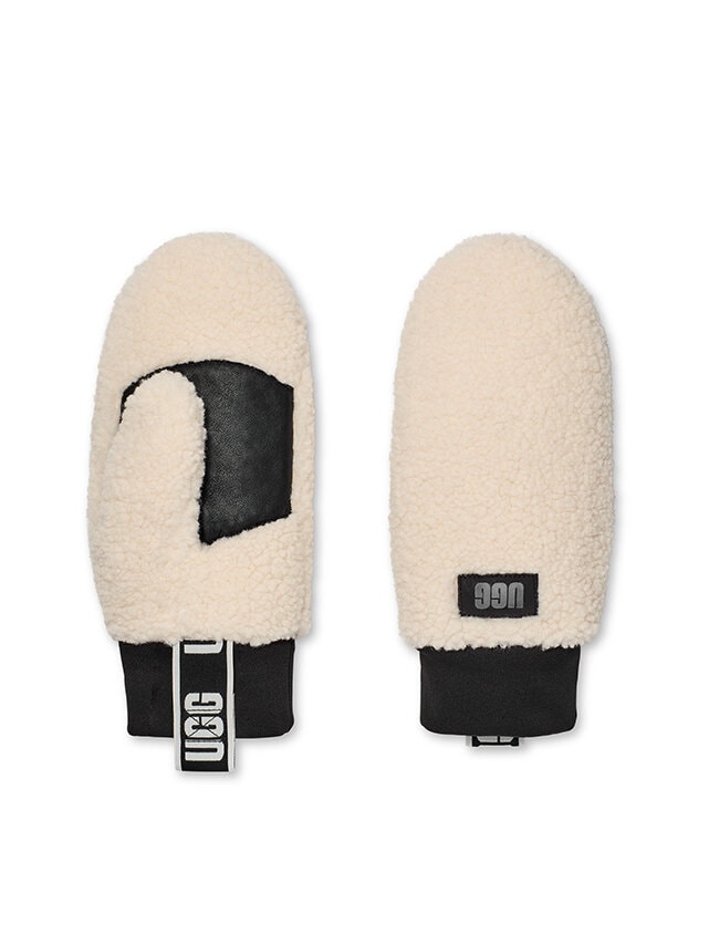 UGG - W UGGfluff Mitten With Logo - Off white fluffiga tumvantar