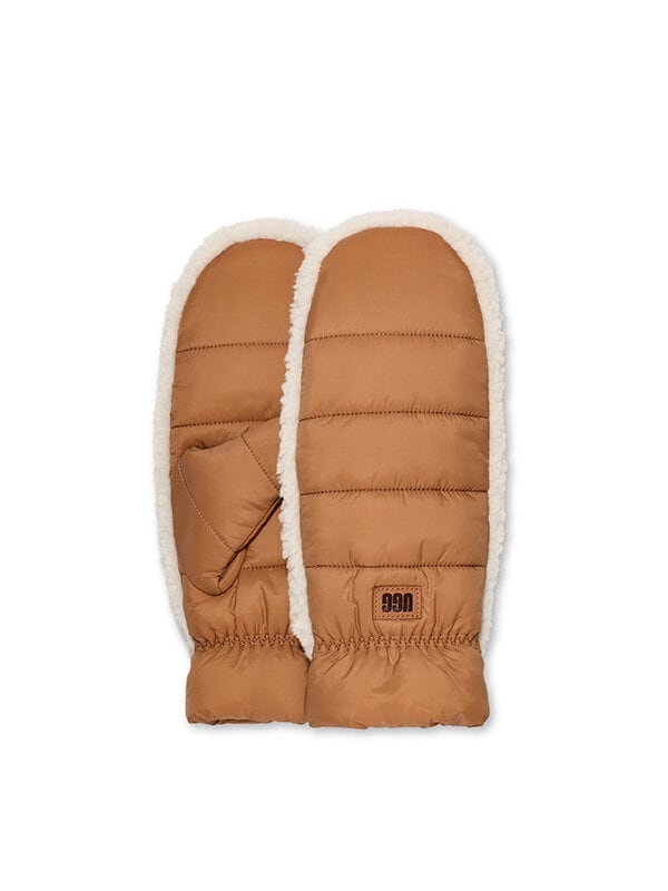 UGG - W AW UGGfluff Mitten - Bruna vattenavvisande tummvantar i nylon