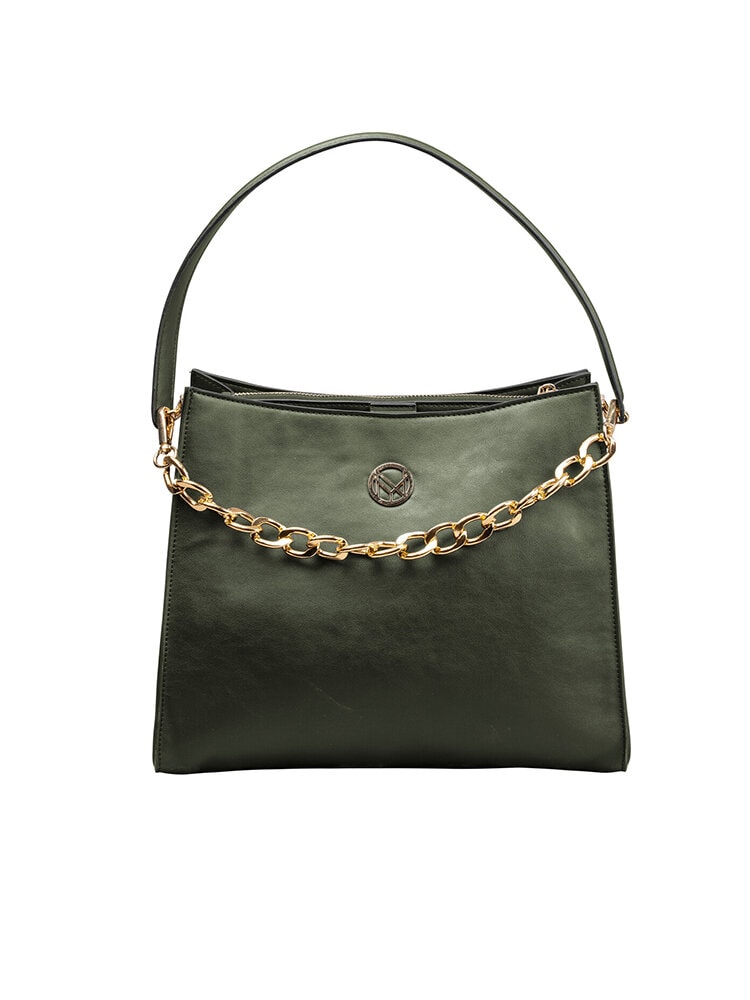 NYPD - Khakigrön handväska med guldfärgad kedja