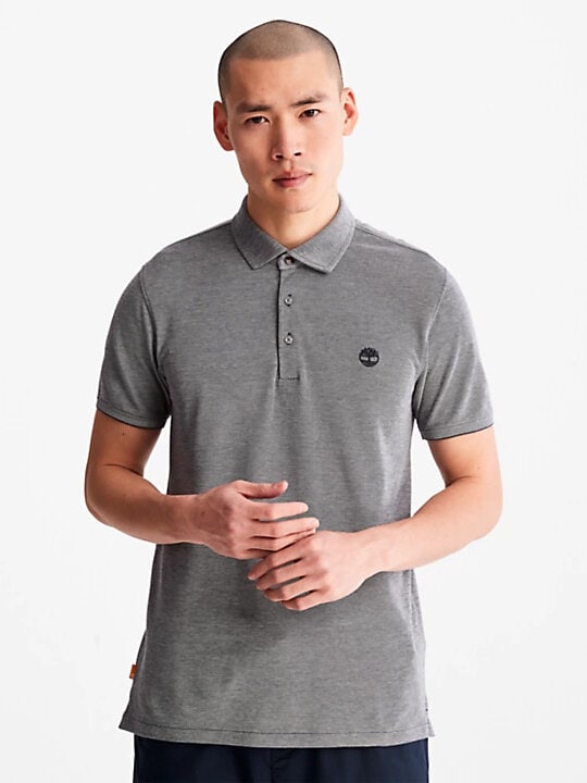 Timberland - Baboosic Brook Oxford Polo - Grå blå kortärmade piké